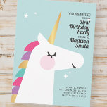 Cute Rainbow Unicorn Birthday Party Invitation<br><div class="desc">Available here:
http://www.zazzle.com/selectpartysupplies</div>