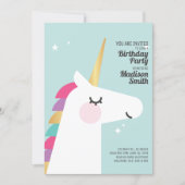 Cute Rainbow Unicorn Birthday Party Invitation (Front)