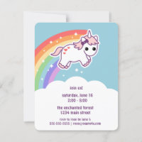 Cute Rainbow Unicorn Birthday Party Invitations