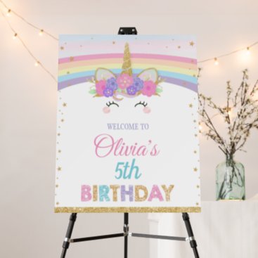 Cute Rainbow Unicorn Birthday Party Welcome  Foam Board