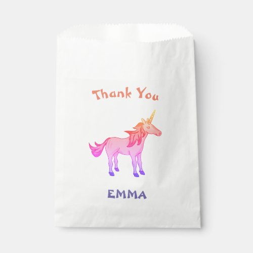 Cute Rainbow Unicorn Birthday Thank You Favor Bag - Cute Rainbow Unicorn Birthday Thank You Favor Bag. Cute and pretty rainbow unicorn with Thank you message and a name. It`s perfect for children celebrations. Personalize the bag with your child`s name.