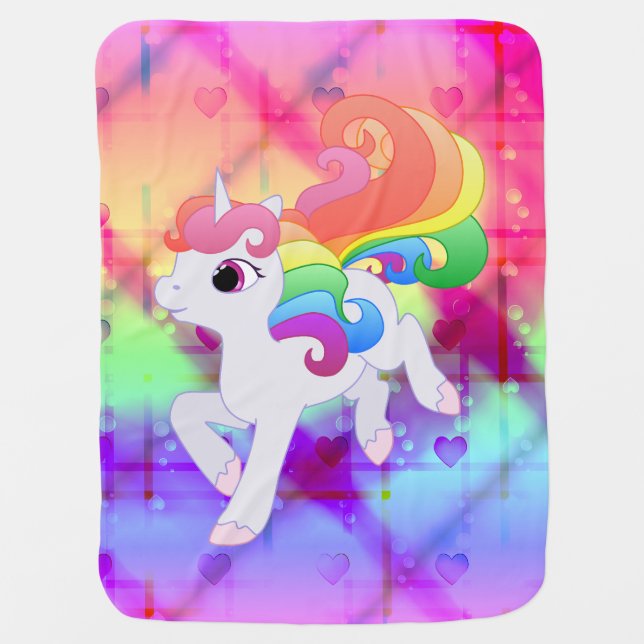 Cute Rainbow Unicorn Blanket (Front)