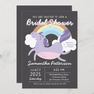 Cute Rainbow Unicorn Bridal Shower Invitation