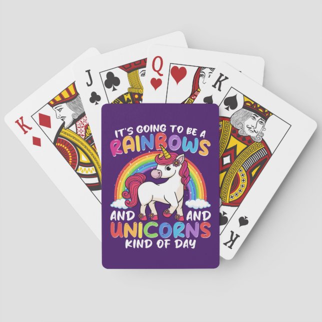 Cute Rainbow Unicorn Cool Birthday Present Funny Poker Cards (Back)