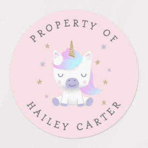 Cute Rainbow Unicorn Custom Kids' Labels