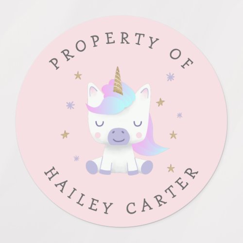 Cute Rainbow Unicorn Custom Kids Labels