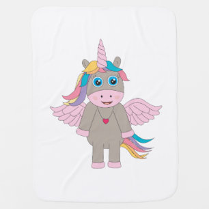 Cute Rainbow Unicorn Design Baby Blanket