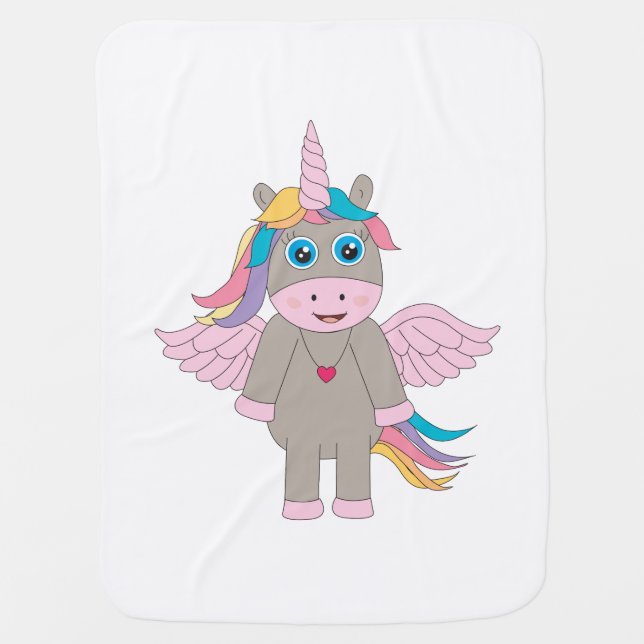 Cute Rainbow Unicorn Design Baby Blanket (Front)