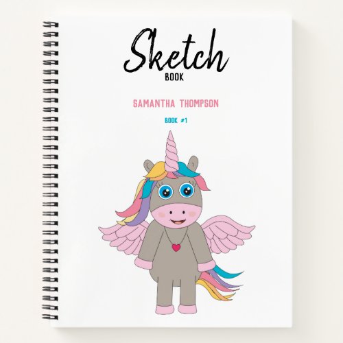 Cute Rainbow Unicorn Design Girl Sketchbook Notebook