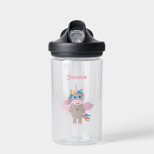 Cute Rainbow Unicorn Design School Water Bottle