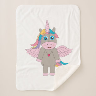 Cute Rainbow Unicorn Design Sherpa Blanket