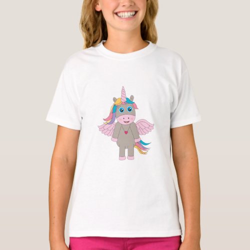 Cute Rainbow Unicorn Design T_Shirt