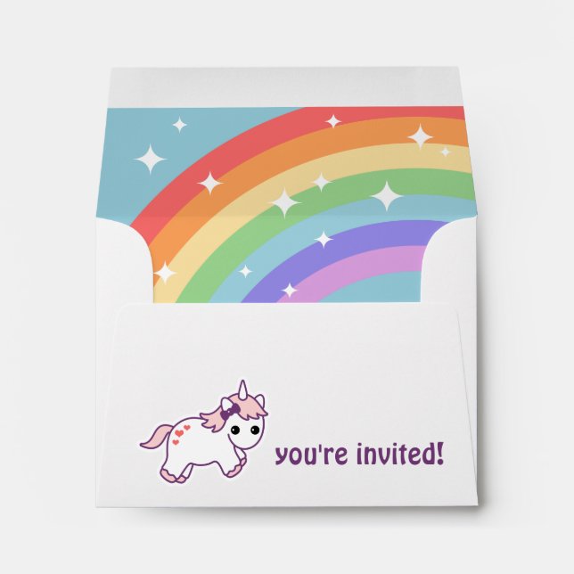 Cute Rainbow Unicorn Envelope (Back (Bottom))