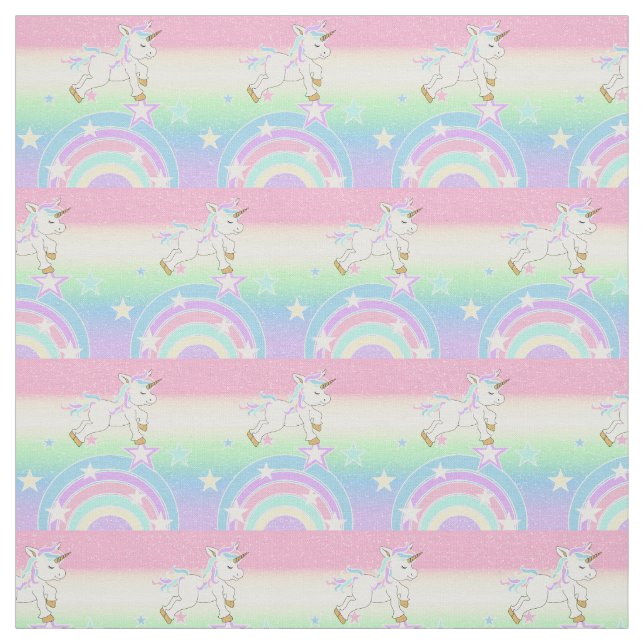 Cute Rainbow Unicorn Fabric (Swatch)
