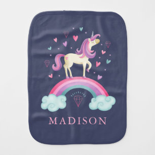 Cute Rainbow Unicorn Girl Baby Burp Cloth