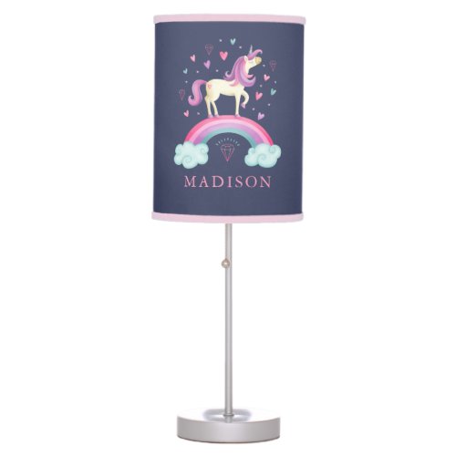 Cute Rainbow Unicorn Girl Table Lamp