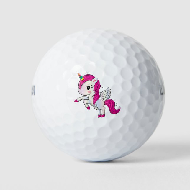 Cute rainbow unicorn golf balls (Front)