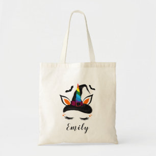 Cute Rainbow Unicorn Halloween Trick or Treat Tote Bag
