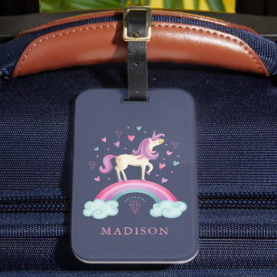 Cute Rainbow Unicorn Luggage Tag