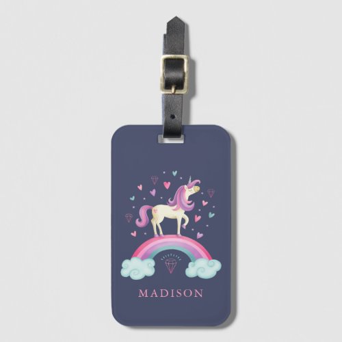 Cute Rainbow Unicorn Luggage Tag