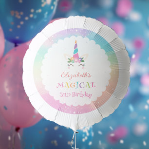 Cute Rainbow Unicorn Magical Birthday Party Balloon