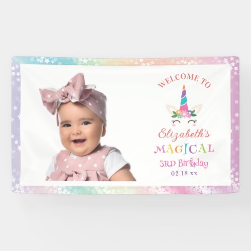 Cute Rainbow Unicorn Magical Birthday Welcome