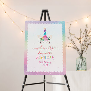 Cute Rainbow Unicorn Magical Birthday Welcome Foam Board