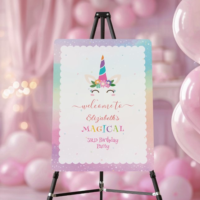 Cute Rainbow Unicorn Magical Birthday Welcome Foam Board (Creator Uploaded)