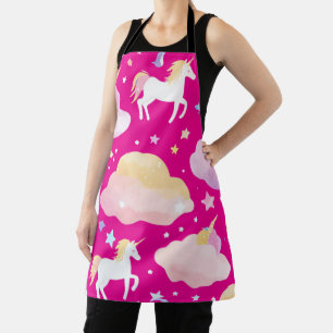 Cute rainbow unicorn magical girly birthday kids apron