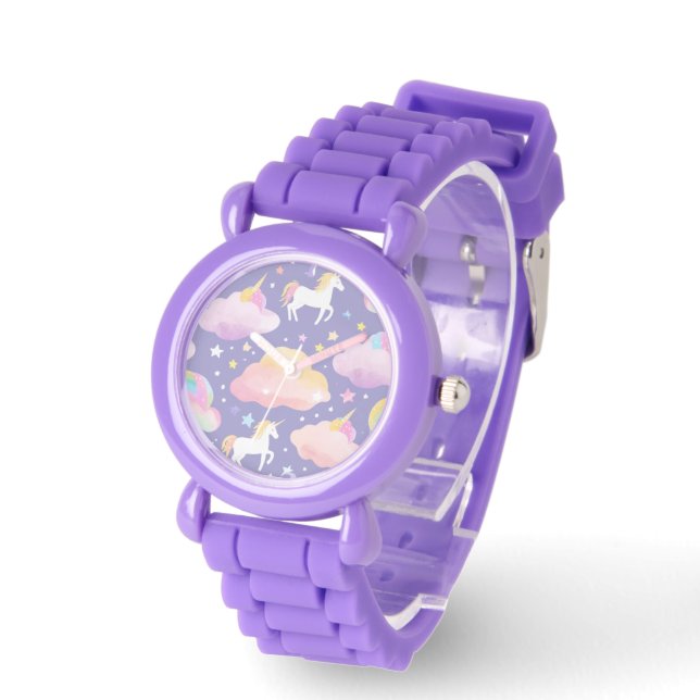 Cute rainbow unicorn magical girly birthday kids watch (Angle)