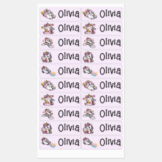 Cute Rainbow Unicorn Name Kids' Labels