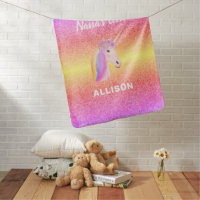 Cute Rainbow Unicorn Nanas Girl Personalized Baby Blanket