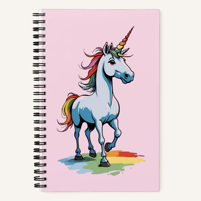 Cute Rainbow Unicorn  Notebook (Front)