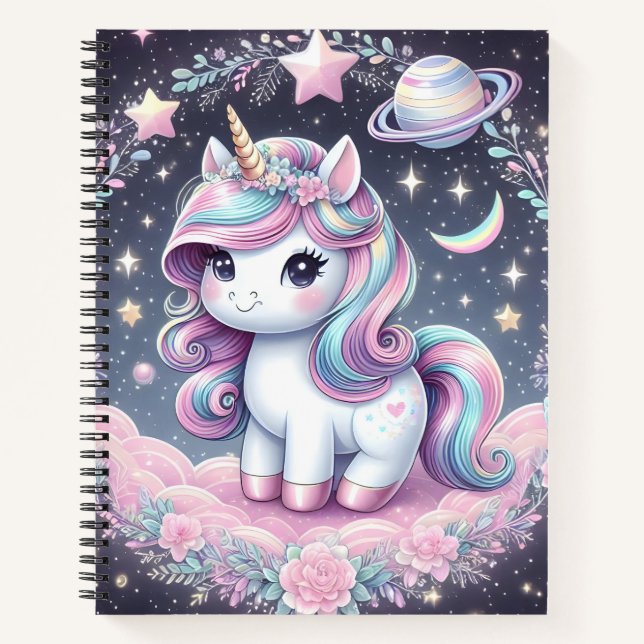 Cute Rainbow Unicorn Notebook (Front)