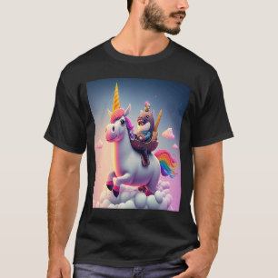 Cute Rainbow Unicorn Otter Riding A Unicorn  2 T-Shirt