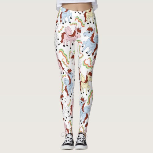 Cute Rainbow Unicorn Party  Leggings