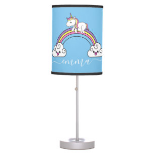 Cute Rainbow Unicorn Personalized Name Table Lamp