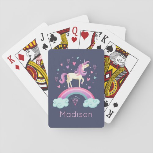 Cute Rainbow Unicorn Poker Cards