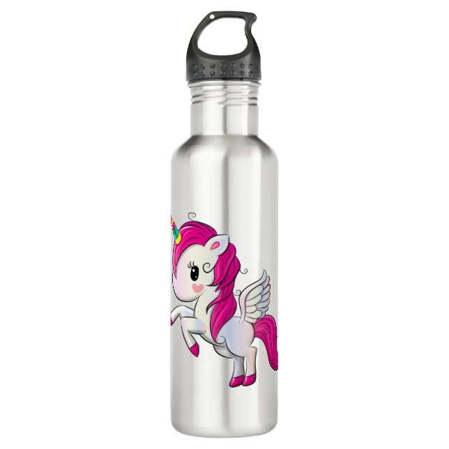 Cute rainbow unicorn stainless steel water bottle (Front)
