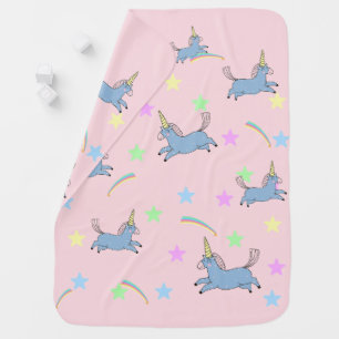 cute  rainbow Unicorn stars gradient pattern Baby Blanket