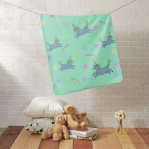 cute  rainbow Unicorn stars gradient pattern Baby Blanket