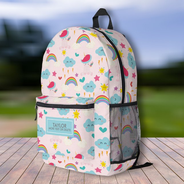 Cute Rainbow Unicorn Stars, Personalized Kids Name Printed Backpack (Creator Uploaded)