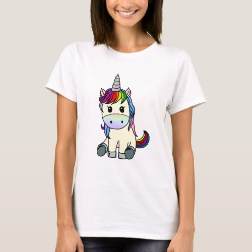 Cute Rainbow Unicorn T_Shirt