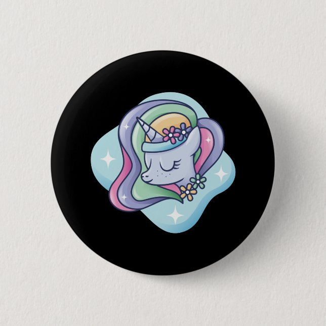 Cute Rainbow Unicorny Button (Front)