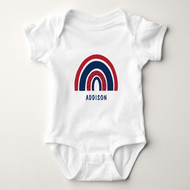 Cute Rainbow Unique Boy Personalized Custom Name Baby Bodysuit (Front)