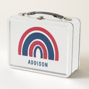 Cute Rainbow Unique Boy Personalized Custom Name Metal Lunch Box