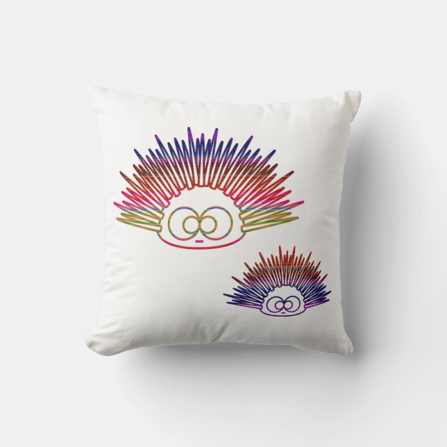 Cute Rainbow Urchins Throw Pillow (Front)