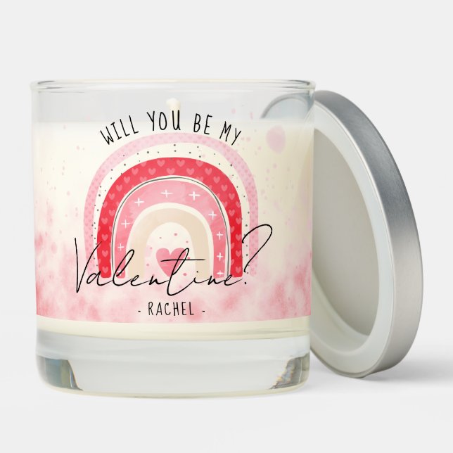 Cute Rainbow Valentine's Day Girlfriend Proposal Scented Candle (Lid)