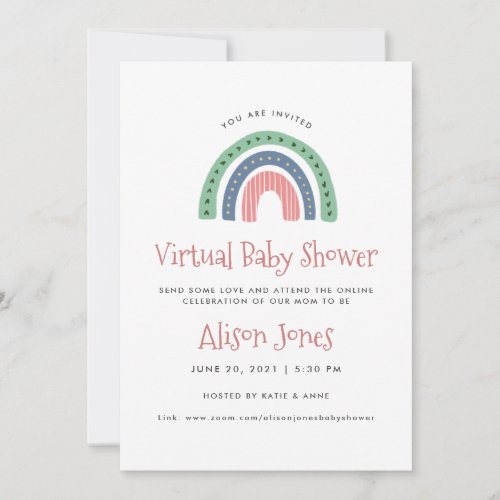 Cute Rainbow Virtual Baby Shower Announcement