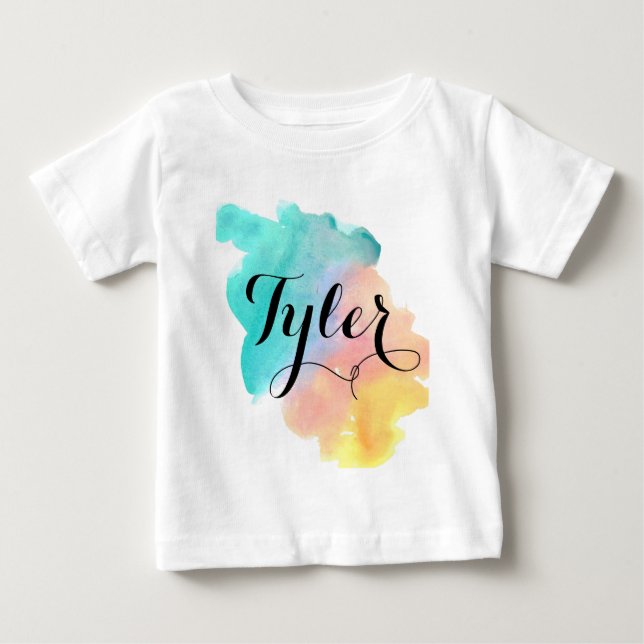 Cute rainbow watercolor baby name shirt (Front)